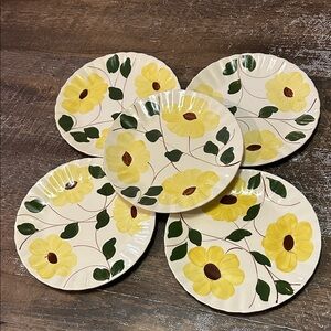 Set of 5 Blue Ridge Southern Pottery "Ridge Daisy" pattern Dinner Plates 9 1/2”
